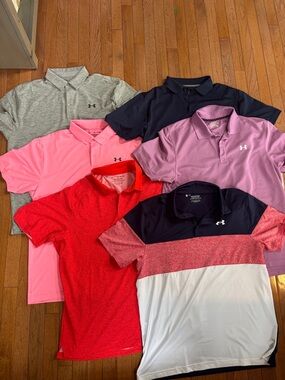 Under Armour Polo Bundle -Gray, Pink, Navy, Lavender, Blood Orange